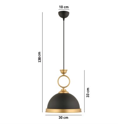 Lampadario a sospensione con cavo MONZA 1xE27/40W/230V diam. 30 cm nero/bronzo