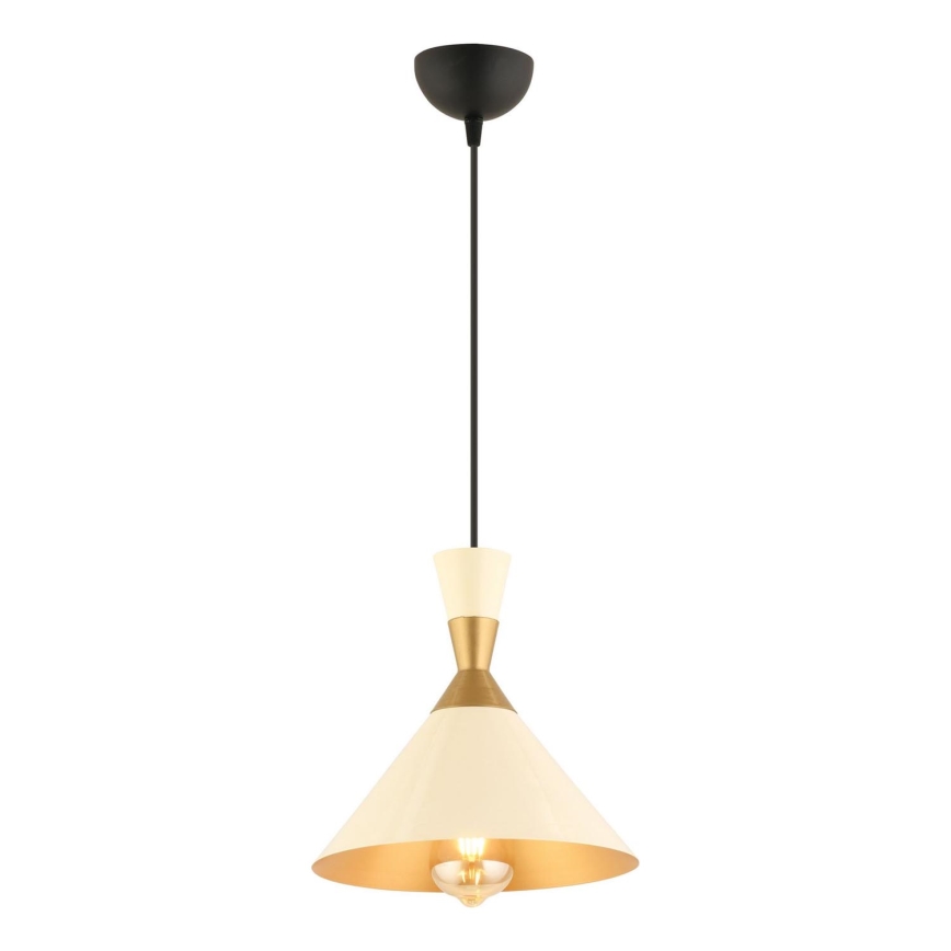 Lampadario a sospensione con cavo MONZA 1xE27/40W/230V Ø 25 cm crema/oro
