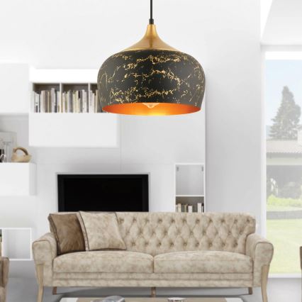 Lampadario a sospensione con cavo MONZA 1xE27/40W/230V Ø 30 cm nero/bronzo