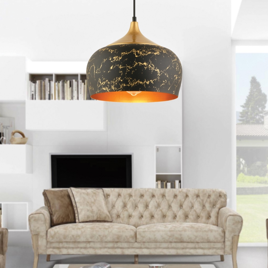 Lampadario a sospensione con cavo MONZA 1xE27/40W/230V Ø 30 cm nero/bronzo