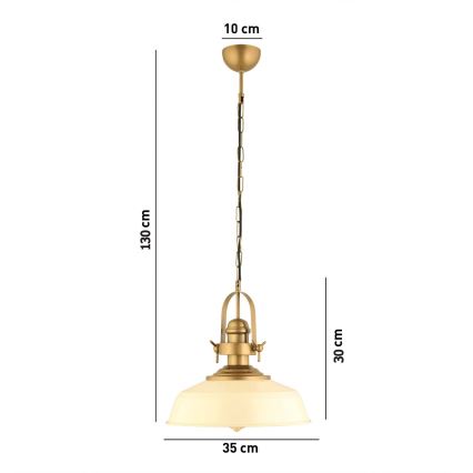 Lampadario a sospensione con cavo MONZA 1xE27/40W/230V Ø 35 cm crema/bronzo