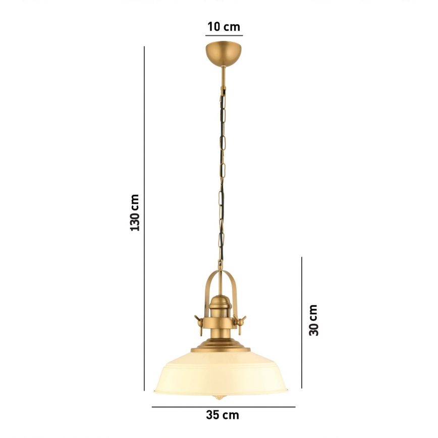 Lampadario a sospensione con cavo MONZA 1xE27/40W/230V Ø 35 cm crema/bronzo