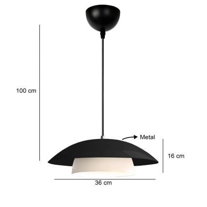 Lampadario a sospensione con cavo MOONLIGH 1xE27/40W/230V nero
