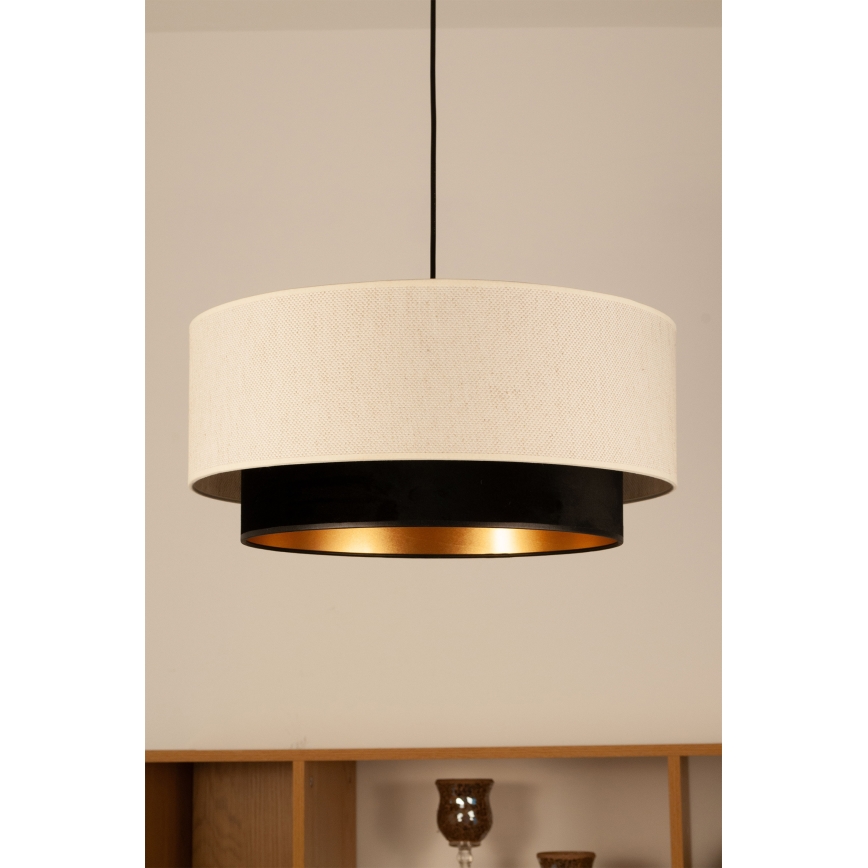 Lampadario a sospensione con cavo NATIA 1xE27/60W/230V Ø 45 cm bianco/nero