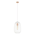 Lampadario a sospensione con cavo OVELLA 1xE27/15W/230V Ø 25 cm crema/pino