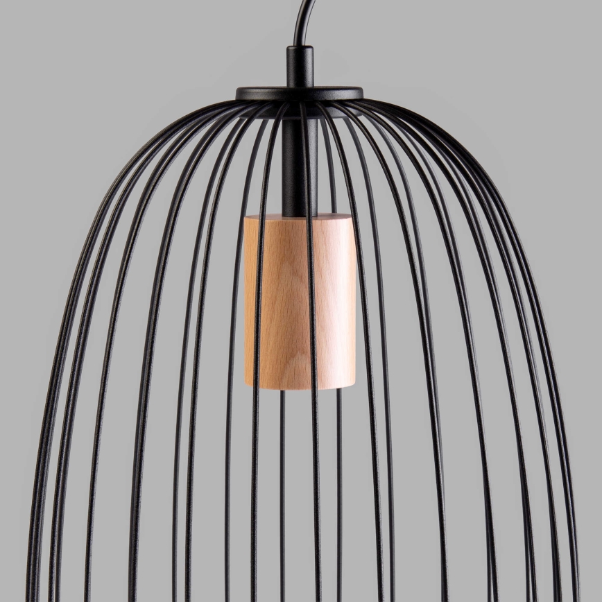 Lampadario a sospensione con cavo OVELLA 1xE27/15W/230V Ø 25 cm nero/pino