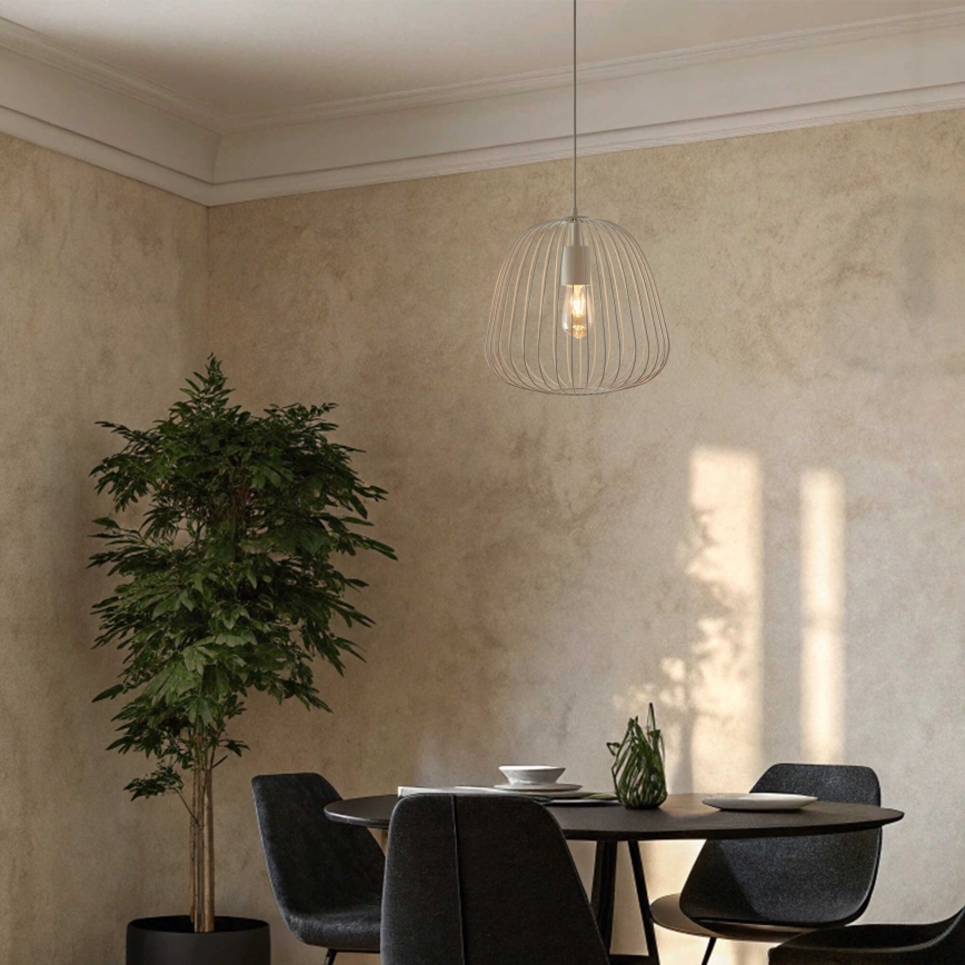 Lampadario a sospensione con cavo OVELLA 1xE27/15W/230V, Ø 36 cm, crema
