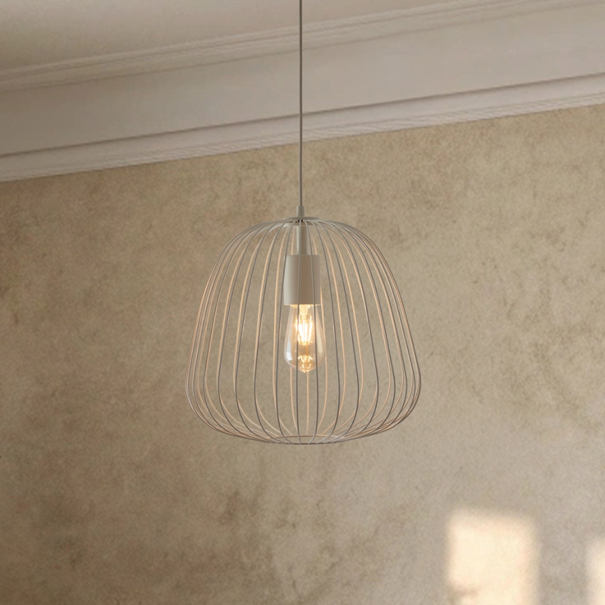 Lampadario a sospensione con cavo OVELLA 1xE27/15W/230V, Ø 36 cm, crema