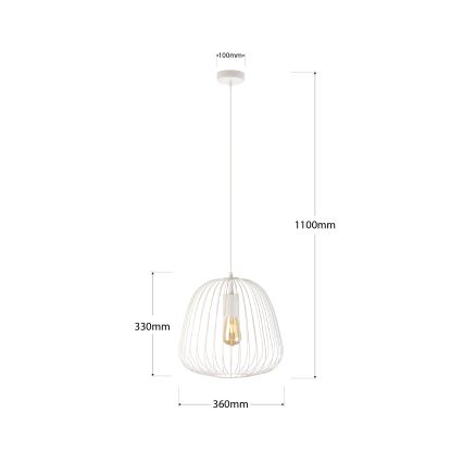Lampadario a sospensione con cavo OVELLA 1xE27/15W/230V, Ø 36 cm, crema