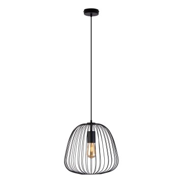 Lampadario a sospensione con cavo OVELLA 1xE27/15W/230V Ø 36 cm nero