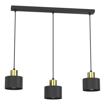 Lampadario a sospensione con cavo PARKLA 3xE27/15W/230V nero