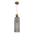 Lampadario a sospensione con cavo PIEGA 1xE14/40W/230V ottone/nero fumé
