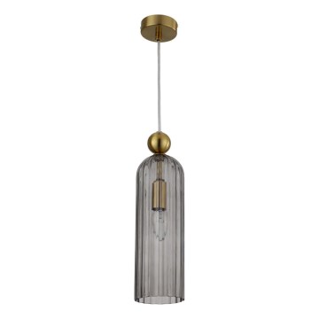 Lampadario a sospensione con cavo PIEGA 1xE14/40W/230V ottone/nero fumé