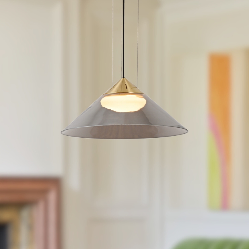 Lampadario a sospensione con cavo PRESTO 1xGX53/10W/230V Ø 34 cm oro/grigio fumé