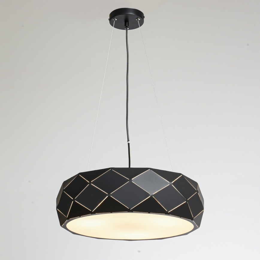 Lampadario a sospensione con cavo REUS, 3x E27/40W/230V, Ø 47 cm, nero