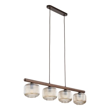 Lampadario a sospensione con cavo SALVIA 4xE14/10W/230V marrone/marrone fumé