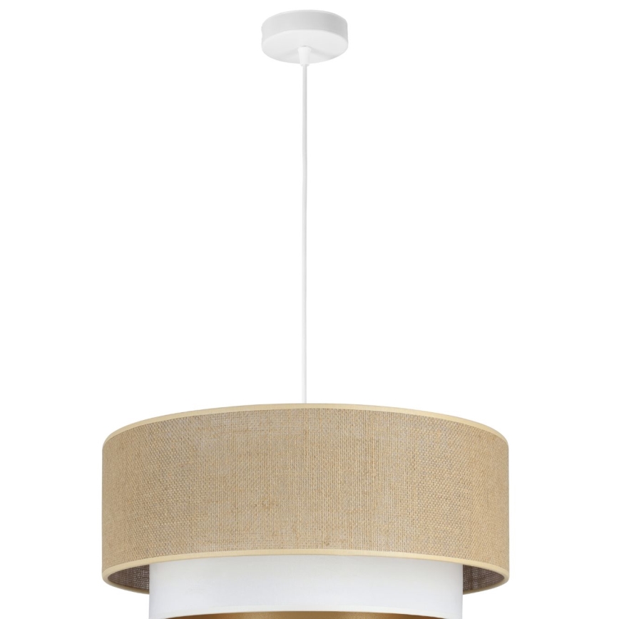 Lampadario a sospensione con cavo SARTA 1xE27/60W/230V Ø 45 cm bianco/iuta