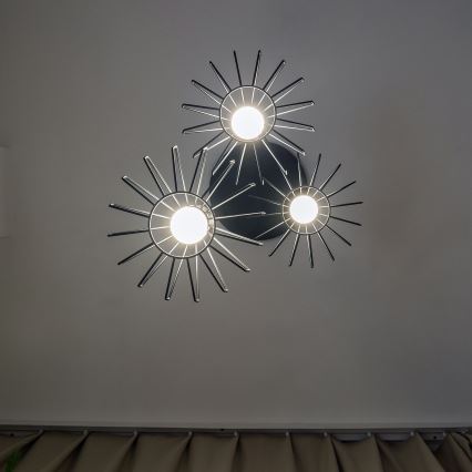 Lampadario a sospensione con cavo SOLANO 3xE27/15W/230V nero/cromo lucido