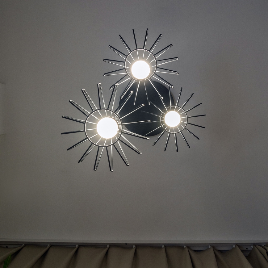 Lampadario a sospensione con cavo SOLANO 3xE27/15W/230V nero/cromo lucido