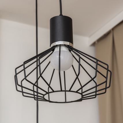 Lampadario a sospensione con cavo SOLANO 3xE27/15W/230V nero/cromo lucido