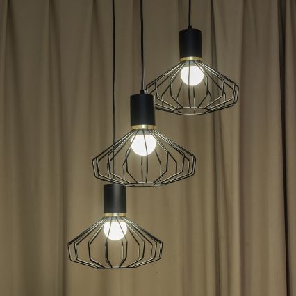 Lampadario a sospensione con cavo SOLANO 3xE27/15W/230V nero/oro