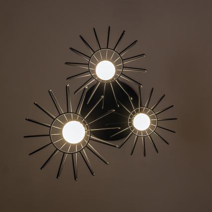 Lampadario a sospensione con cavo SOLANO 3xE27/15W/230V nero/oro