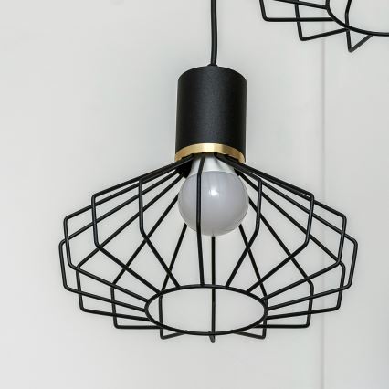 Lampadario a sospensione con cavo SOLANO 3xE27/15W/230V nero/oro