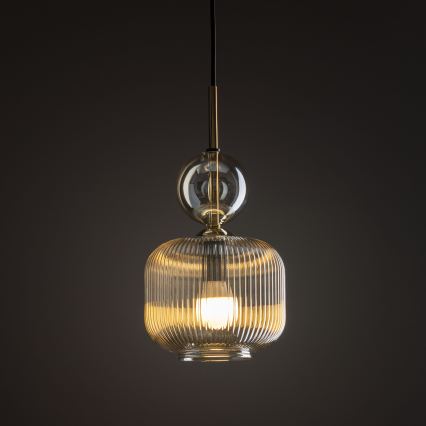 Lampadario a sospensione con cavo SOPHIA 1xE14/10W/230V nero/beige fumé