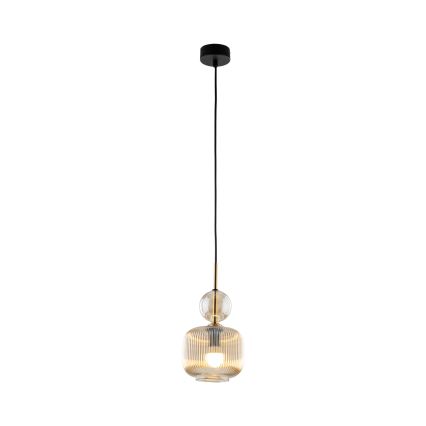 Lampadario a sospensione con cavo SOPHIA 1xE14/10W/230V nero/beige fumé