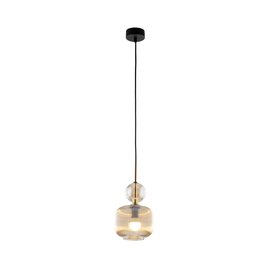 Lampadario a sospensione con cavo SOPHIA 1xE14/10W/230V nero/beige fumé