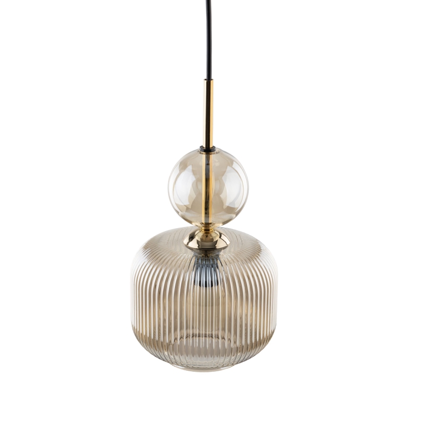 Lampadario a sospensione con cavo SOPHIA 1xE14/10W/230V nero/beige fumé
