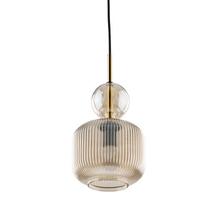 Lampadario a sospensione con cavo SOPHIA 1xE14/10W/230V nero/beige fumé