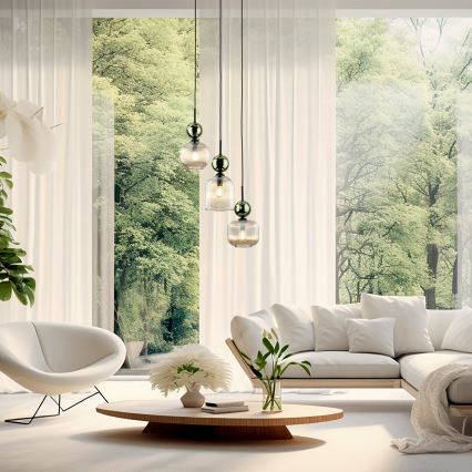 Lampadario a sospensione con cavo SOPHIA 3xE14/10W/230V nero/verde/beige fumé