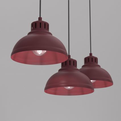 Lampadario a sospensione con cavo SVEN 3xE27/15W/230V bordeaux