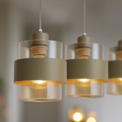 Lampadario a sospensione con cavo VALENTINO 3xE27/15W/230V beige/trasparente