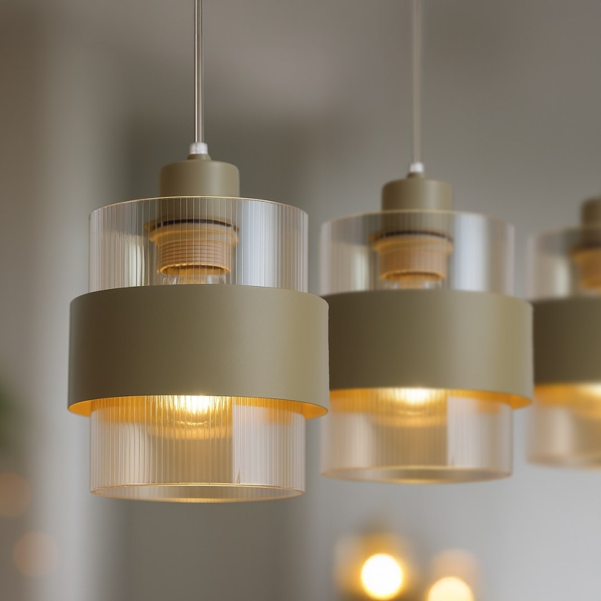 Lampadario a sospensione con cavo VALENTINO 3xE27/15W/230V beige/trasparente