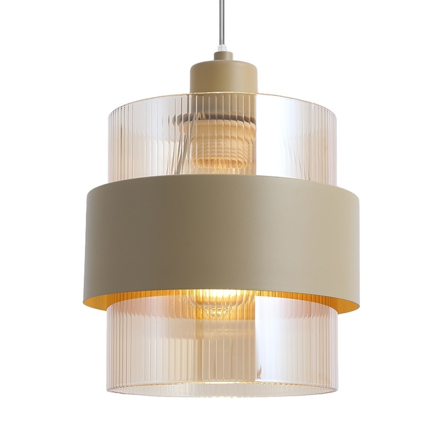 Lampadario a sospensione con cavo VALENTINO 3xE27/15W/230V beige/trasparente