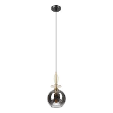 Lampadario a sospensione con cavo VELLO 1xE27/15W/230V nero/beige fumé/nero