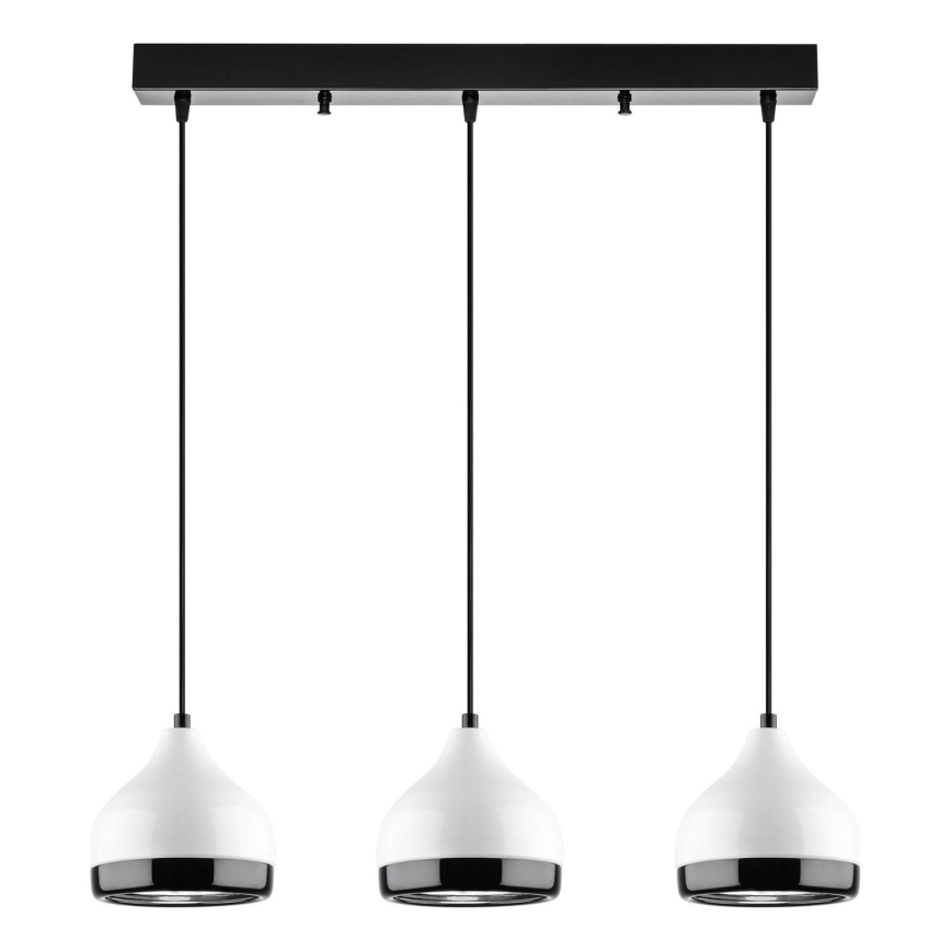 Lampadario a sospensione con cavo YILDO 3xE27/40W/230V bianco/nero