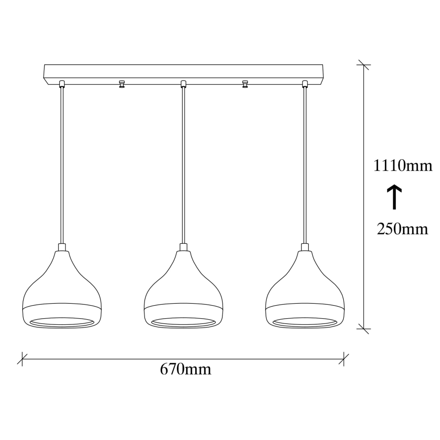 Lampadario a sospensione con cavo YILDO 3xE27/40W/230V bianco/nero