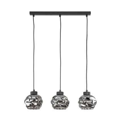 Lampadario a sospensione con cavo ZULIA 3xE27/15W/230V, nero/nero fumé