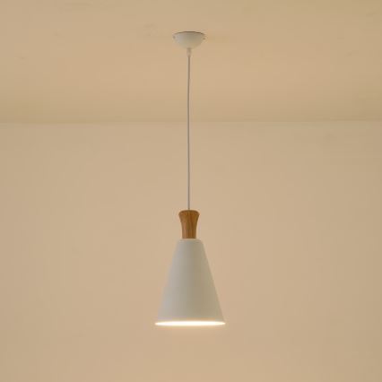 Lampadario a sospensione con filo 1xE27/15W/230V bianco diametro 20 cm