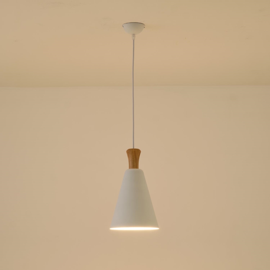 Lampadario a sospensione con filo 1xE27/15W/230V bianco diametro 20 cm