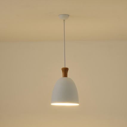 Lampadario a sospensione con filo 1xE27/15W/230V bianco diametro 23 cm