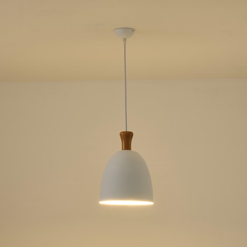 Lampadario a sospensione con filo 1xE27/15W/230V bianco diametro 23 cm