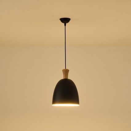 Lampadario a sospensione con filo 1xE27/15W/230V nero diametro 23 cm
