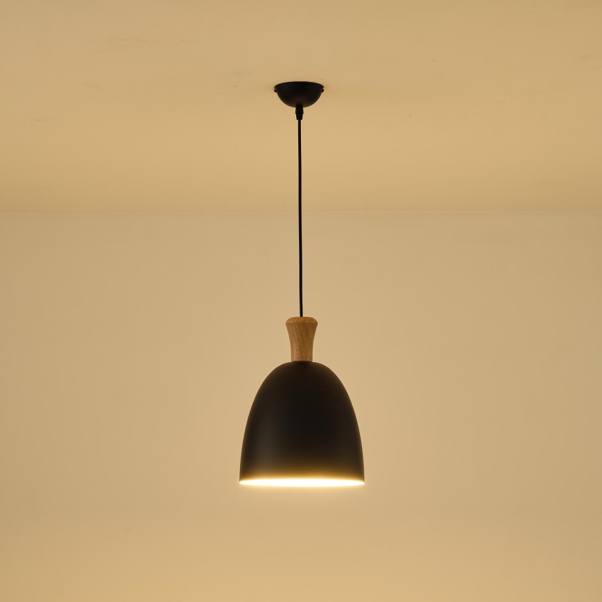 Lampadario a sospensione con filo 1xE27/15W/230V nero diametro 23 cm