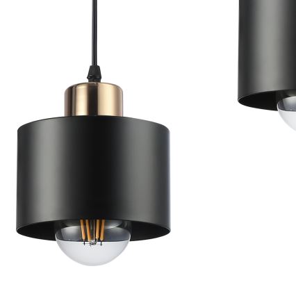 Lampadario a sospensione con filo 1xE27/35W/230V diametro 12 cm nero/oro