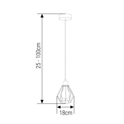 Lampadario a sospensione con filo 1xE27/35W/230V diametro 18 cm nero