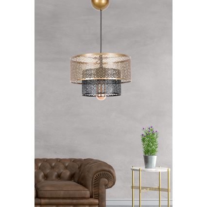 Lampadario a sospensione con filo 1xE27/40W/230V oro/nero